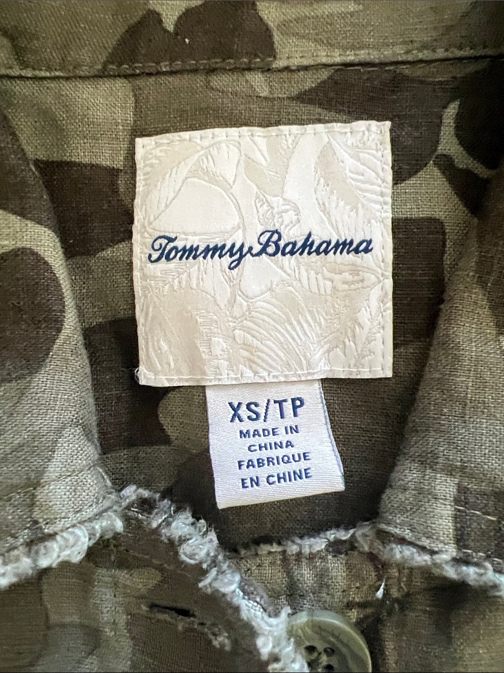 Tommy Bahama Two Palms Raw Edge Linen Jacket XS. Limited tropical camo print. - Picture 2 of 6